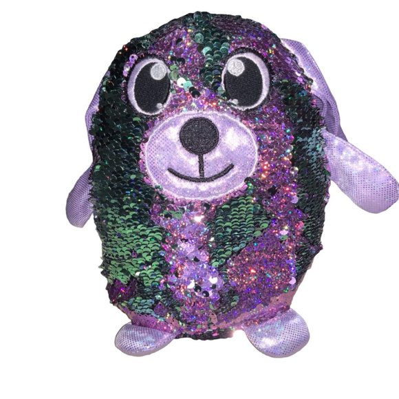 SHIMMEEZ Reversible Magic Sequins Purple & Turquoise Delilah the Dog 8” - Picture 4 of 12